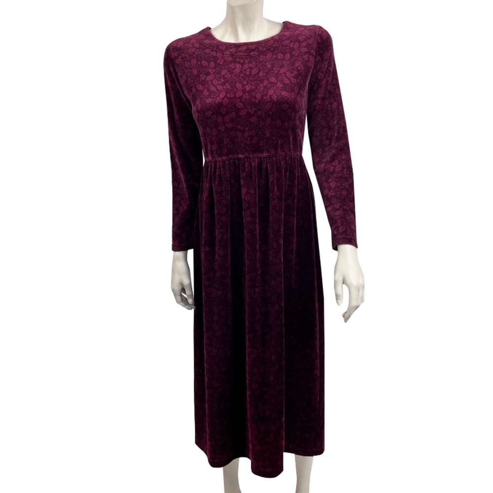 Vintage L.L. Bean Maroon Floral Midi Dress